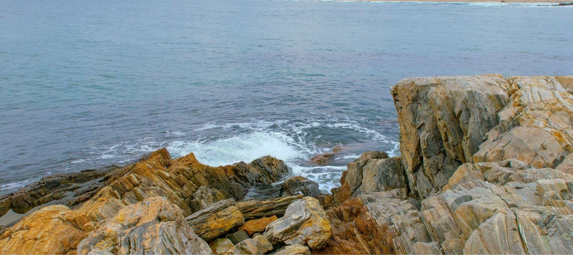 Rocky coast of Maine overlooking the ocean.