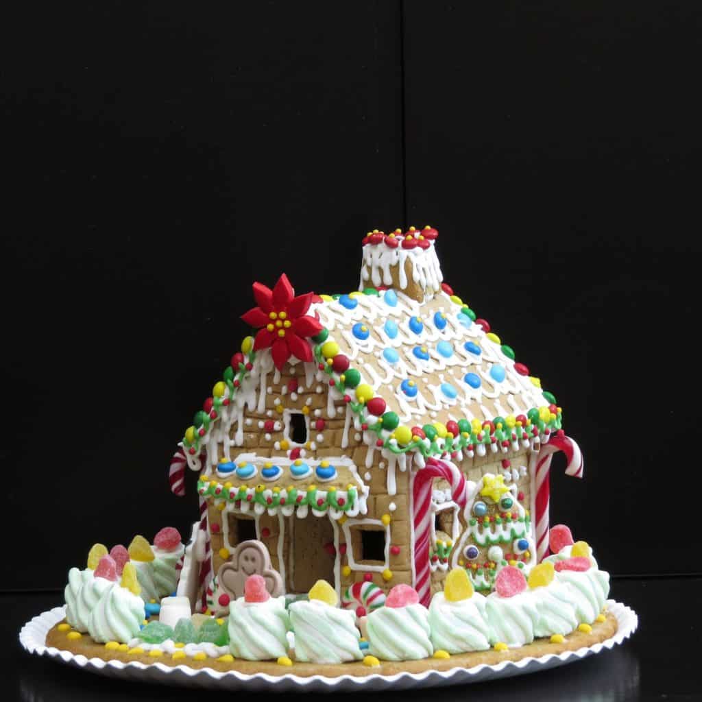 Edible gingerbread house made of cookies and candy